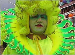 Man in luminous costume