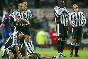 Heartbreak for Newcastle's players after the penalty shoot-out defeat to Partizan Belgrade