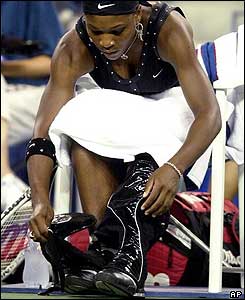 Third seed Serena Williams gets ready to play Sandra Kleinova 