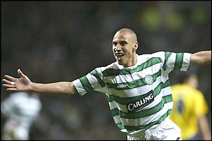 Henrik Larsson grabs an equaliser for Celtic 