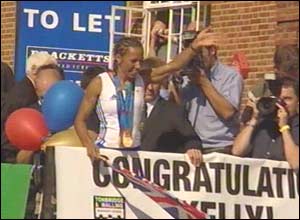 Several family members were said to have joined the champion on the open-topped bus.