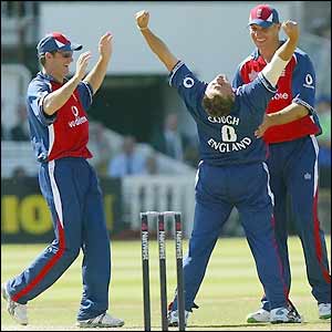 Darren Gough savours another wicket at Lord's