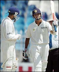 Rahul Dravid celebrates making 150