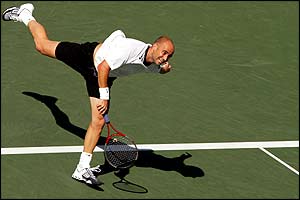 Andre Agassi strolls to victory