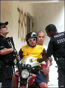 Police stopping a Rio resident