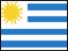 Uruguay flag, horizontal blue and white stripes with gold sun in LH corner