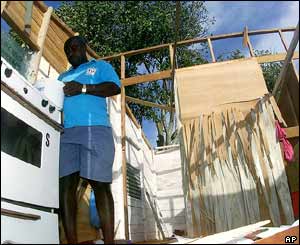 A man returns to his devastated house in St Philip Parish, Barbados