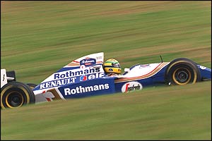 Ayrton Senna on his way to pole position at the 1994 Brazilian Grand Prix