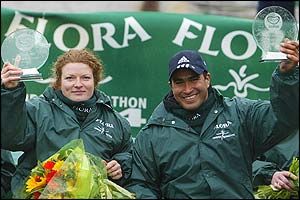 Porcellato and Mendoza celebrate their triumph