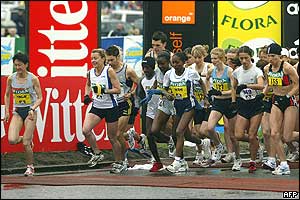 The athletes begin their arduous task