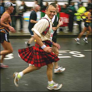 A kilt-clad competitor