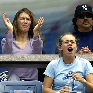 Steffi Graf is at courtside to cheer on her husband along with their two children