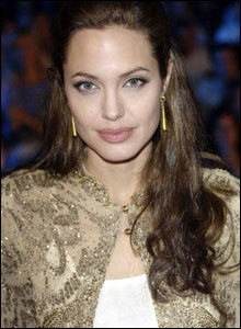 Actress Angelina Jolie at the premiere of Shark Tale.