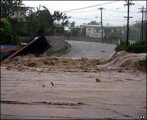 Flooded road in Kingston, Jamaica