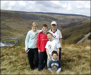 Amy, Jordan, Thomas, Winston and Luke overlooking the site of Maerdy Collery (Ryan Evans)