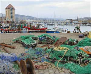 Swansea Marina - fishing boats and nets, sent by Steve Culliford of Gorseinon.