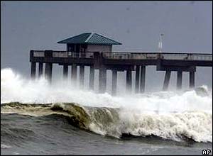Waves crash on a beach at Destin, Florida