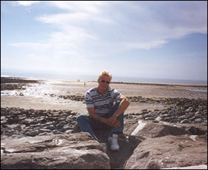 Mark Kirkham on the beach of Llantwit Major in the Vale of Glamorgan