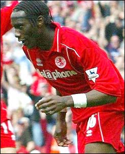 Joseph Desire Job wheels away after scoring