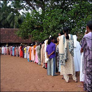 Voters queue in Mangalore (picture courtesy of PP Singh) 