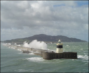 Holyhead breakwater in a gale taken from a ferry off Anglesey (Hefin Hughes)