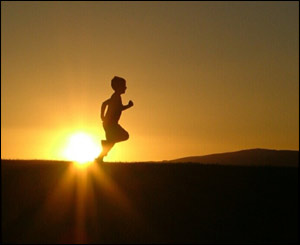 Alan Thompson's son Jake within the walls of Denbigh Castle