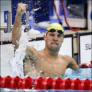 Ben Austin celebrates after setting a new world record