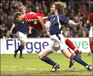 Ebbe Sand steals in to head home the only goal of the game 