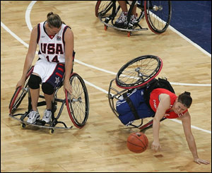 Britain's Clare Strange in action during a game against the USA