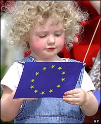 Two-year-old Czech girl at celebration in Karlovy Vary 