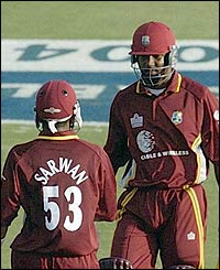 Ramnaresh Sarwan congratulates Dwayne Smith