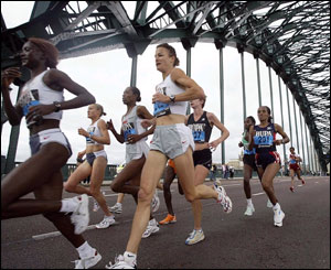 Runners on Tyne Bridge