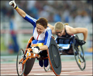 Tanni Grey Thompson wins the 100m gold last Thursday