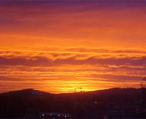 A chilly morning, but spectacular sunrise over Caerphilly, captured by Ioan Dyer