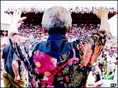 Nelson Mandela at an ANC rally