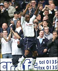 Defoe laps up the applause for his goal