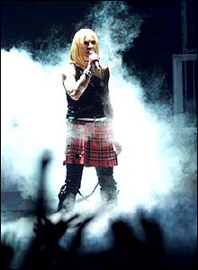 Madonna performing during her Drowning world tour in 2001