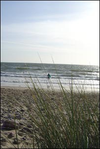 Lowri Isaac took this photo of a body boarder running into the sea on Llangennith beach, Gower