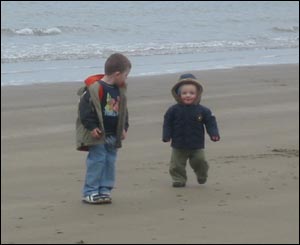 Jamie Phillips, formerly from Wrexham, took this of his son Thomas and nephew Harry on the beach at Cei Bach, Newquay