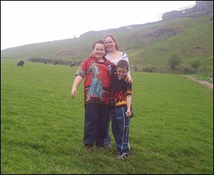 Daniel, Jordan and Gemma at Carreg Cennen Castle, from Fiona Arkell Ammanford