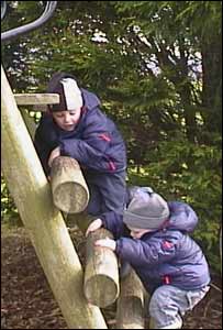 Mike Roberts' sons Ethan (five) and Cole (three) outside the Anglesey Sea Zoo