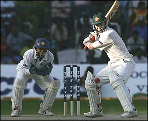 Martyn prepares to hit a delivery