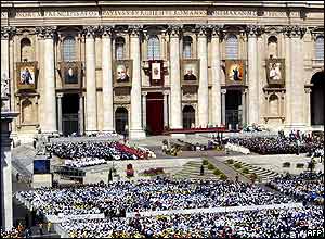 Portraits of the saints on display