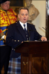 First Minister Jack McConnell addresses the gathering in Parliament Hall