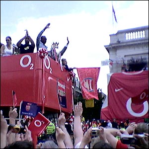 Rachel Lewis captured the celebrations outside Islington Town Hall on her mobile phone camera - thanks to Dad Peter for sending it in