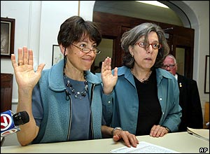 Ellen Wade, left, and her partner, Maureen Brodoff