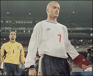 David Beckham leads out England as captain for the first time