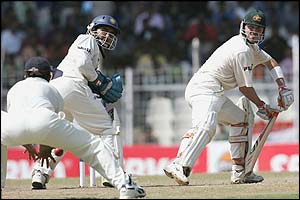 Martyn edges Harbhajan Singh to Rahul Dravid at slip