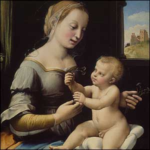 The Madonna of the Pinks, which was saved from export when the National Gallery raised �22m, is the centre of the exhibition.