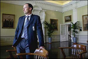 Nasser Hussain has one last look from the Long Room at Lord's